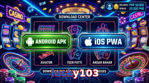 Main screen of Lucky103 download page for PK players